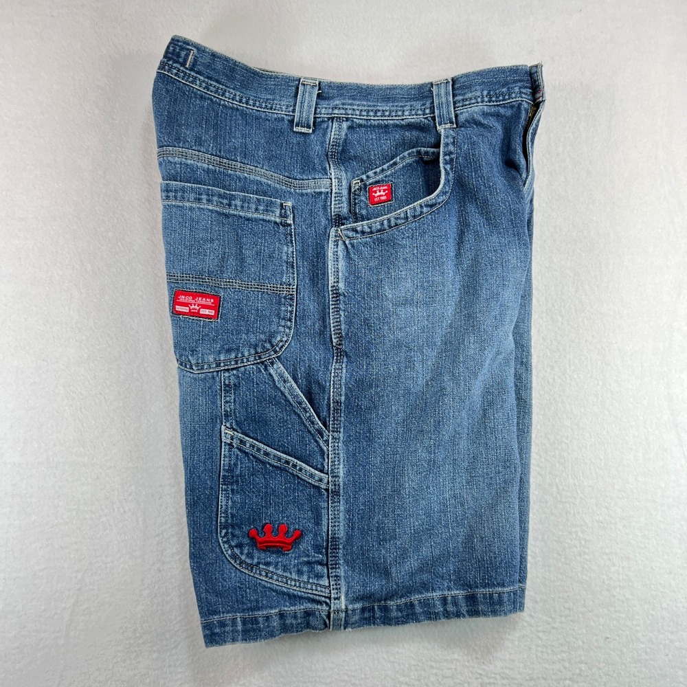 VTG 90s JNCO Jean Carpenter Shorts Mens 32 Crown Blue Skater Wide Leg Baggy Y2K - Picture 4 of 15